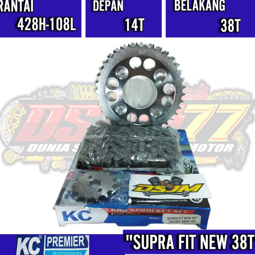 GEAR SET SUPRA FIT NEW 38T GIR PAKET SUPRA FIT NEW 38T 14T/38T 428H-108L KC