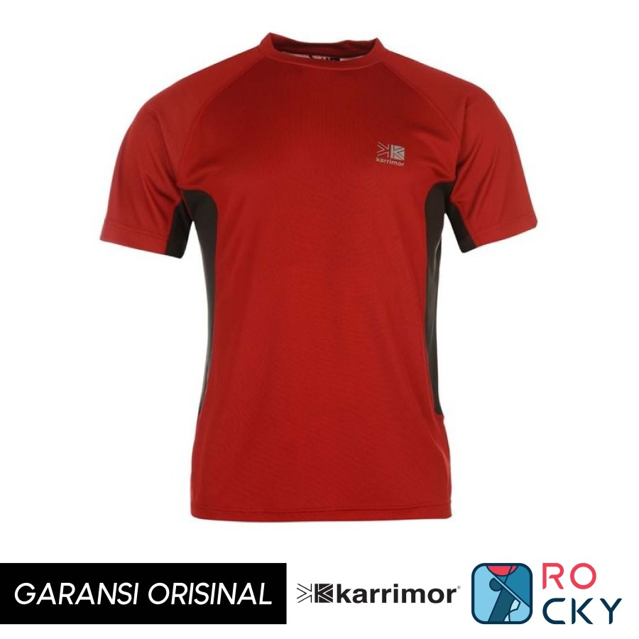 T-Shirt Running Pria Karrimor Aspen Tech Color Burnt Red Coal Size S