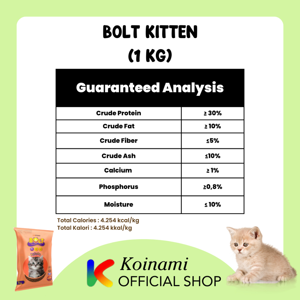 BOLT KITTEN 1kg / cat food / dray food / pakan hewan / makanan kucing / petshop