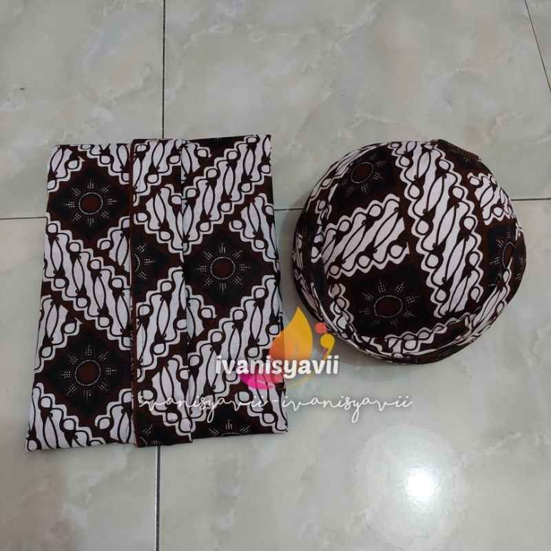 [1set] Baju Adat Jawa / Beskap, Jarik + Blangkon | Hewes Bordir - Parang Matahari