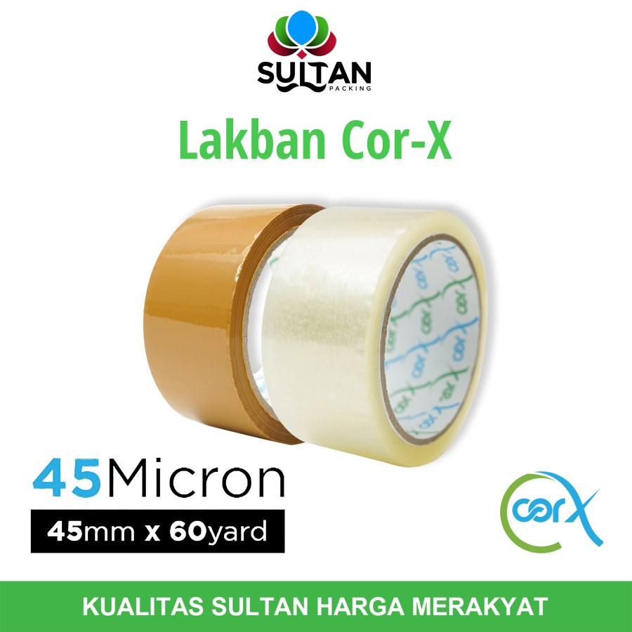 

Lakban 45mm x 60yard CorX Plakban isolasi OPP Tape TERMURAH