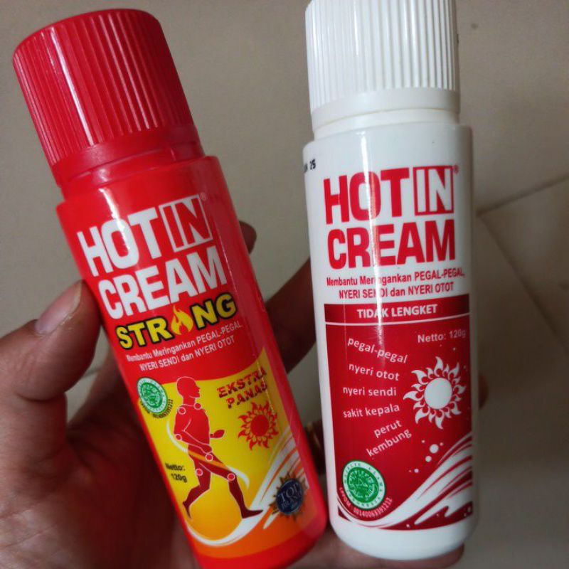 HOTIN CREAM STRONG botol merah putih panas krim pegal nyeri sendi otot 120 gram 120gr