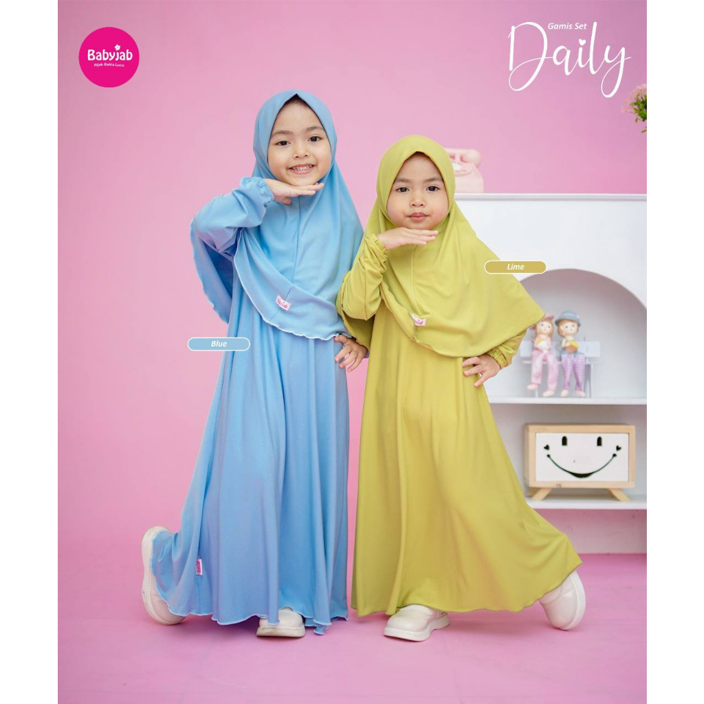 Babyjab Gamis set Daily  Hijab Anak Bayi  Size XL - Baby Jab Setelan Gamis Anak Perempuan 1 2 3 4 5 6 7 Tahun