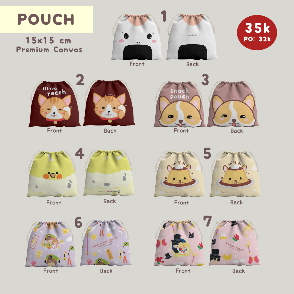 

Pouch Serut Kawaii by Kawaiisphere 15 x 15 cm | Cardcaptor Sakura, Sailor Moon, Snack Pouch, Pudding, Birbie, etc