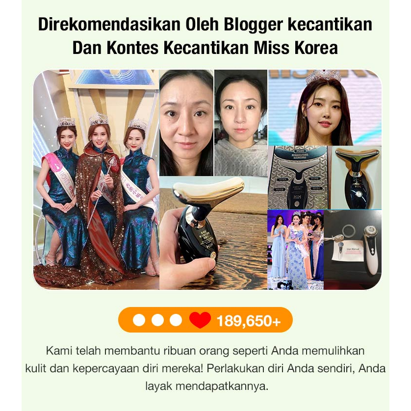 Alat Pijat Pengencang Kulit Wajah Impor Multi Dimensi HIH Produk Pijit Mengencangkan Wajah dan Leher Electric Face and Neck Massager