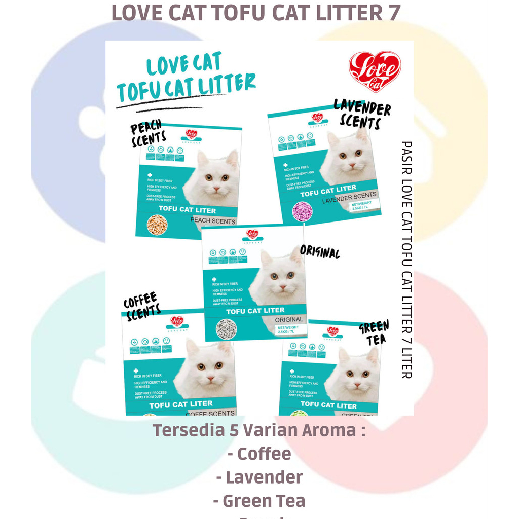 LOVE CAT TOFU Soya Cat LITTER 7 lt Pasir Soya Tofu Wangi Gumpal organik