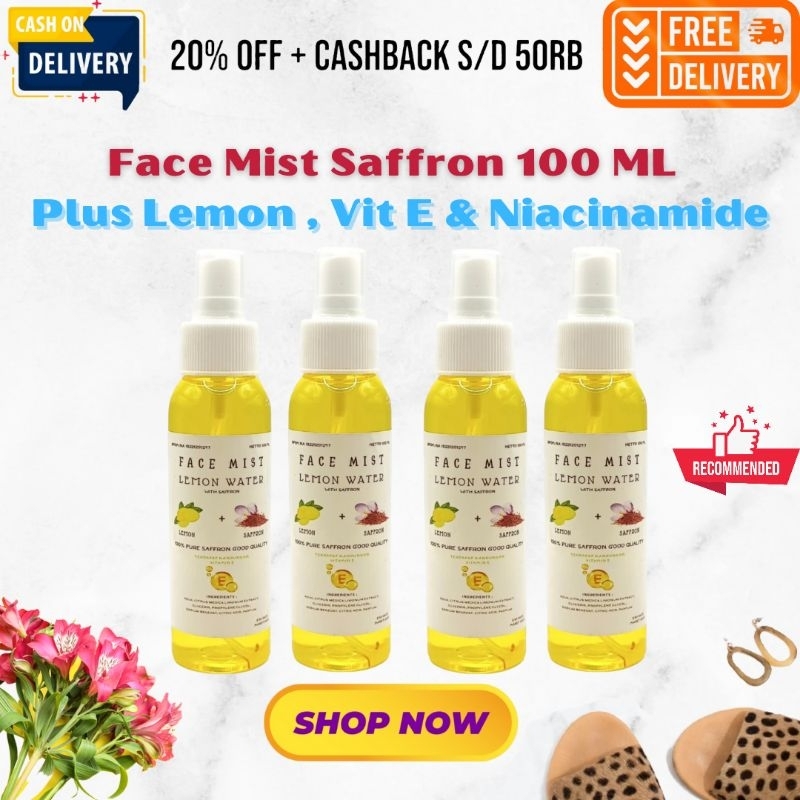 FACE MIST SAFRON 100 ML (BPOM) DENGAN EKSTRAK LEMON &amp; VITAMIN E / SETING SPRAY / SAFFRON