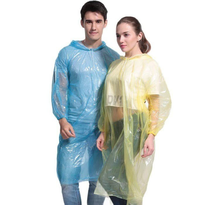MURAH JAS HUJAN DARURAT SEKALI PAKAI BUANG PLASTIK PELINDUNG DIRI ANTI AIR PLASTIC PONCO MANTEL DISP