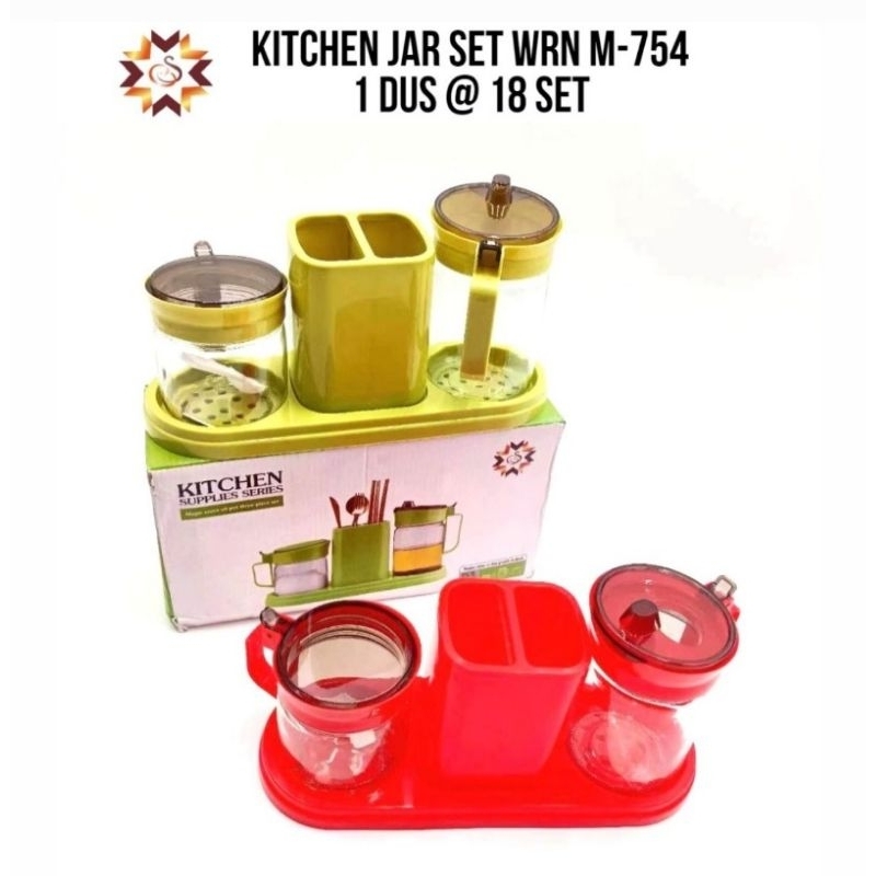 Kitchen Jar Set 3 In 1 / Kitchen Supplies Series / Tempat Bumbu, Minyak Dan Sendok