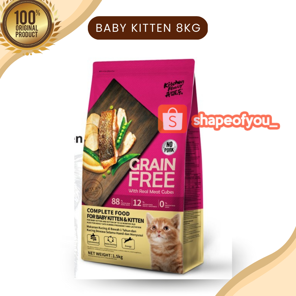 Kitchen Flavor Grain Free Beauty 8kg Kitchen Flavour Adult Cat 8 Kg KF Baby Kitten 1,5kg Makanan Kucing Kering Dry Food