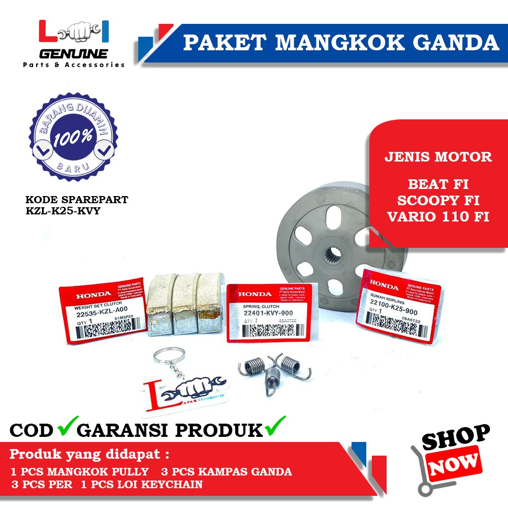 -LOI- PAKET MANGKOK PULLY GANDA SET KAMPAS GANDA BEAT FI, SCOOPY FI, VARIO 110 FI KZL