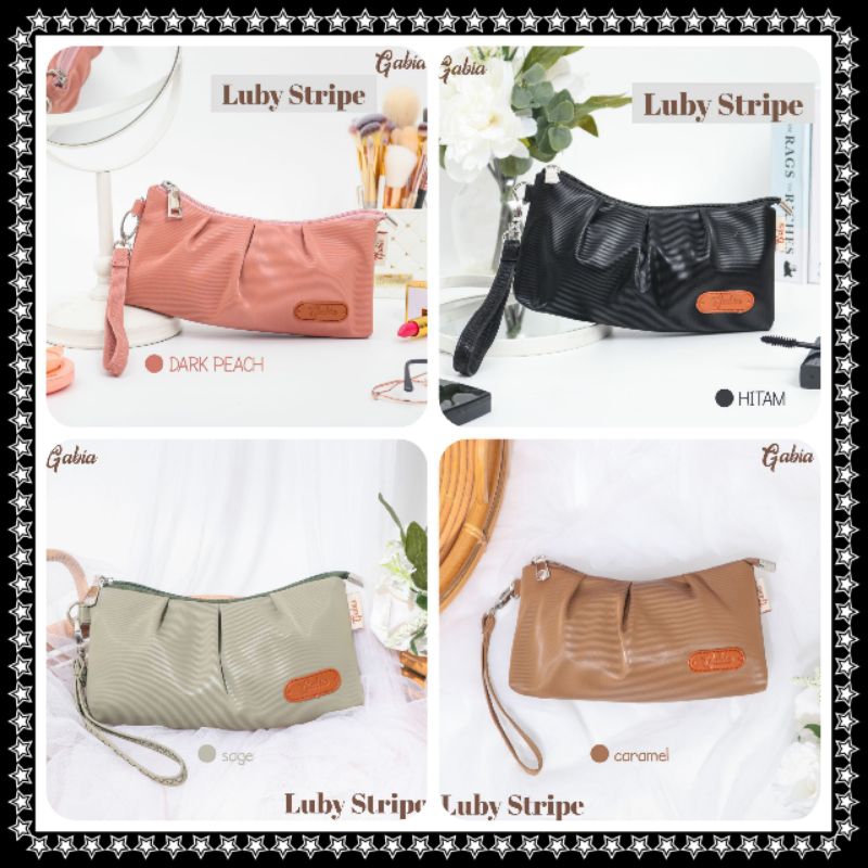 GABIA OFFICIAL || Pouch Luby Stripe, Dompet Tempat Uang & Kunci Muat Hp