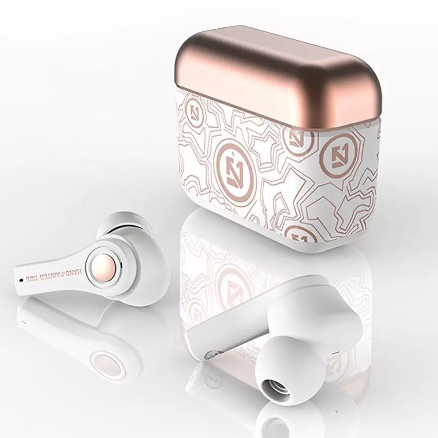 Earphone Wireless TS100 MOTIF Airbuds Nyaman Digunakan Tahan 4-5 Jam