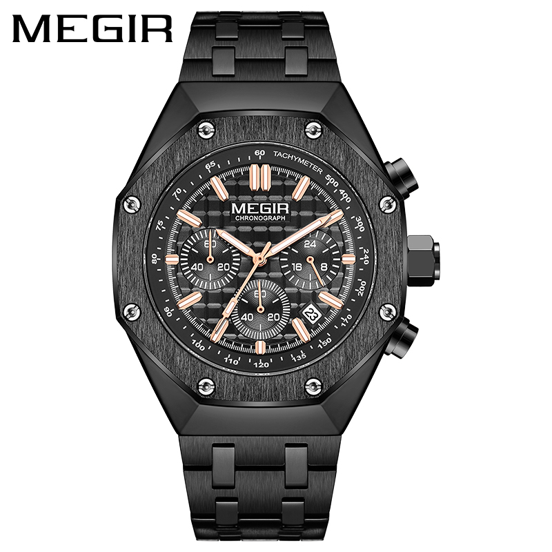 MEGIR 2213 Jam Tangan Pria Analog Chronograph Tali Stainless WATCHKITE WKOS