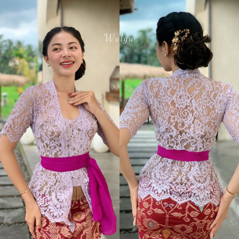 Kebaya bali jadi lengan pendek bahan semiprancis / atasan kebaya saja