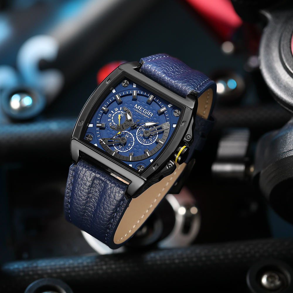 MEGIR 2204 Jam Tangan Pria Analog Chronograph Tali Kulit Luminous WATCHKITE WKOS