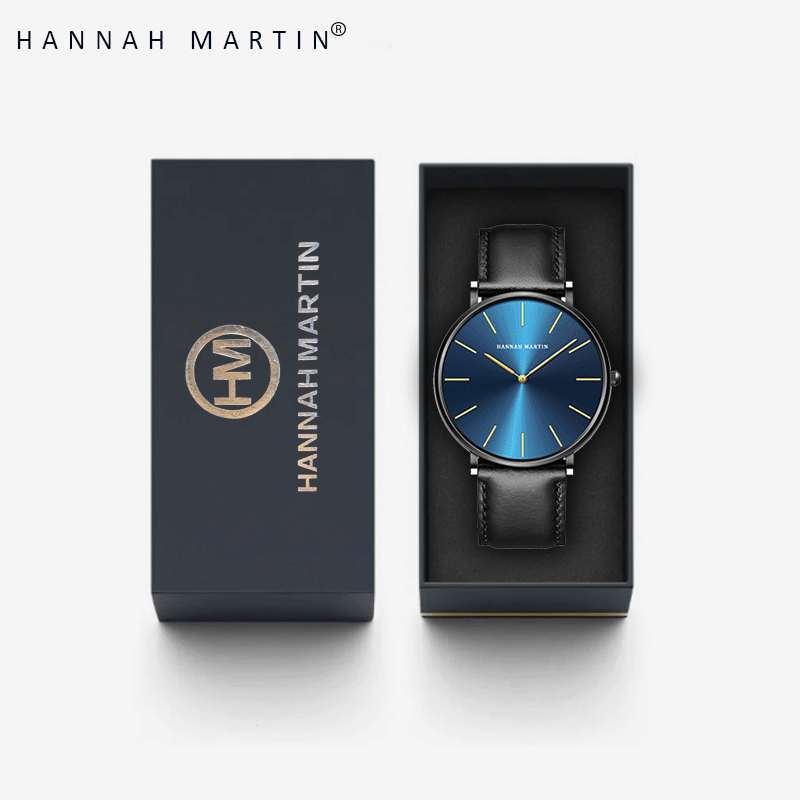 HANNAH MARTIN Jam Tangan Pria 100% Original Keren Sangat tipis Quartz COWOK Couple Kulit Anti Air Men Watch COD Laki Arloji Men Watch murah CH03+-6