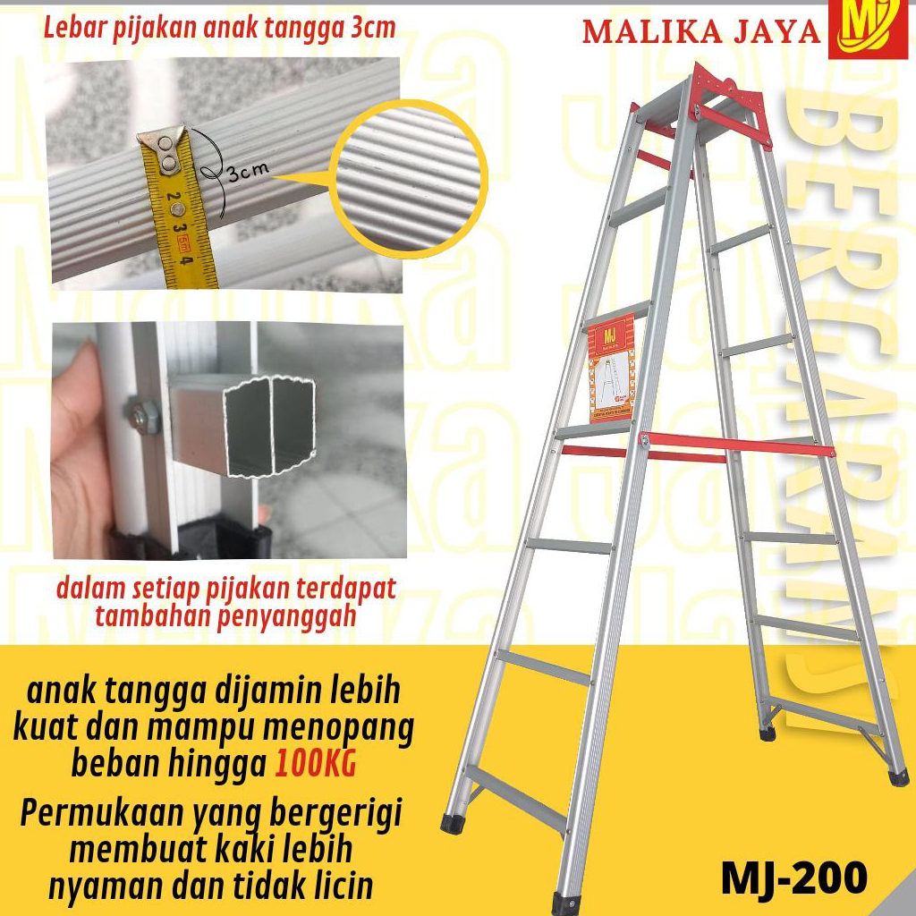 Malika Jaya Tangga Lipat Alumunium Merk MJ 2 Meter