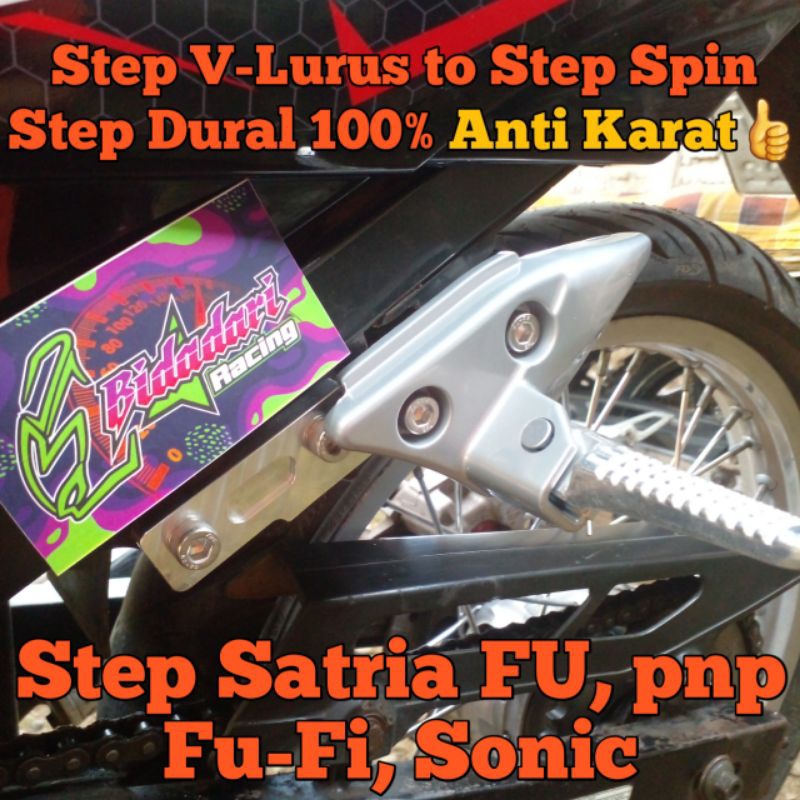 Step Boncengan Satria FU Versi-Lurus 10mm & Step Spin pnp Fu-Fi. Step Boncengers Satria FU Dural Ant