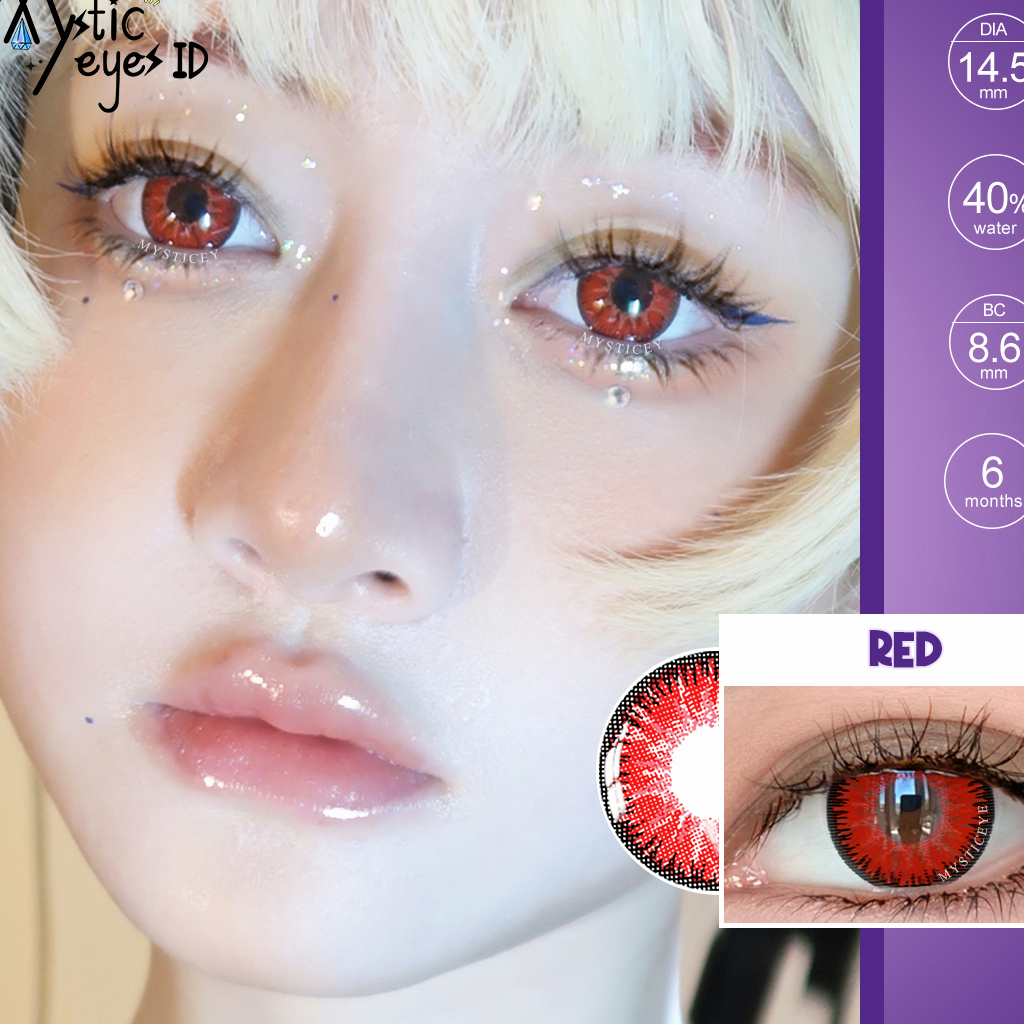 [✅COD] MYSTICEYES SOFTLENS COSPLAY Vika Tricolor LENSA KONTAK EVA ANIME RED BLUE BROWN LENS 14.5MM (NORMAL)