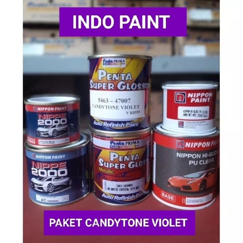 CAT PAKET LENGKAP PENTA CANDYTONE VIOLET SUPER GLOSS