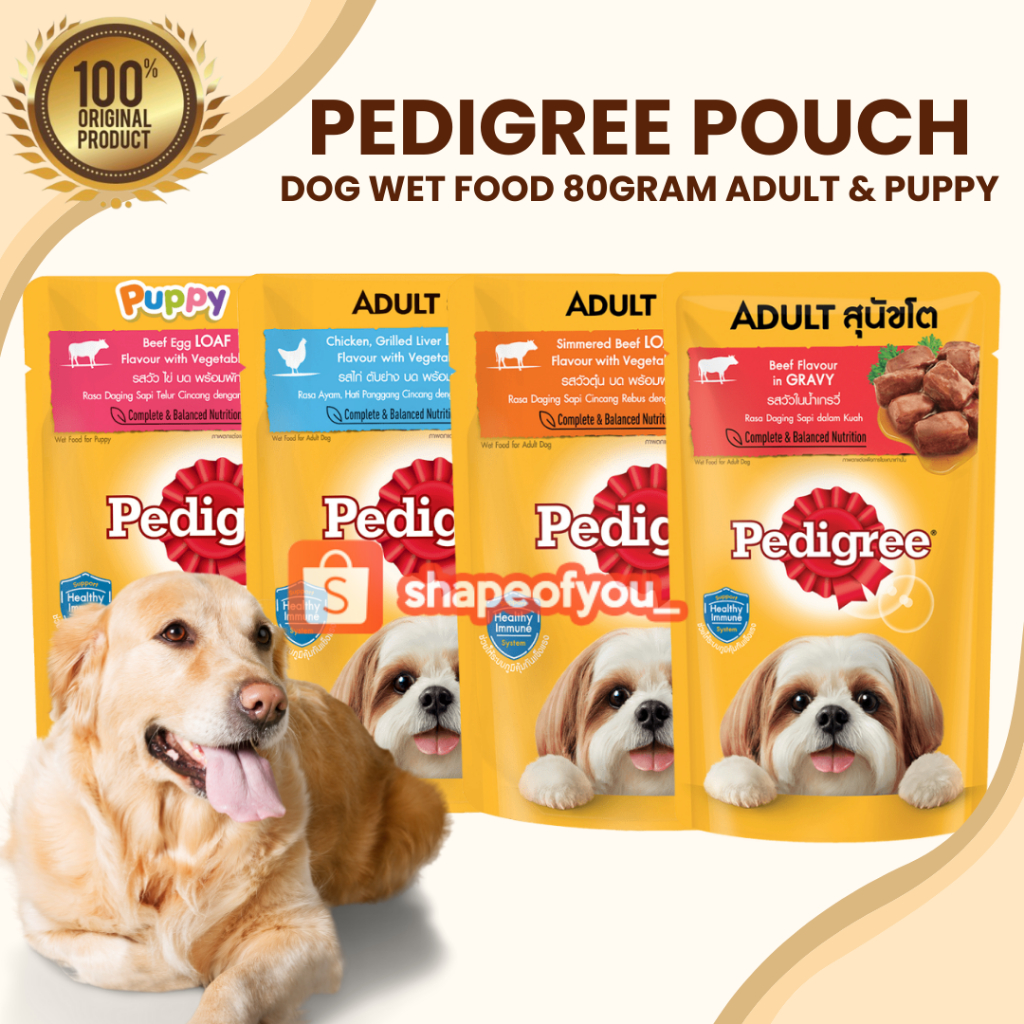 Pedigree Pouch 80gr Adult Dog Wet Food Makanan Basah Anjing Mini Pedigre Puppy 130gr