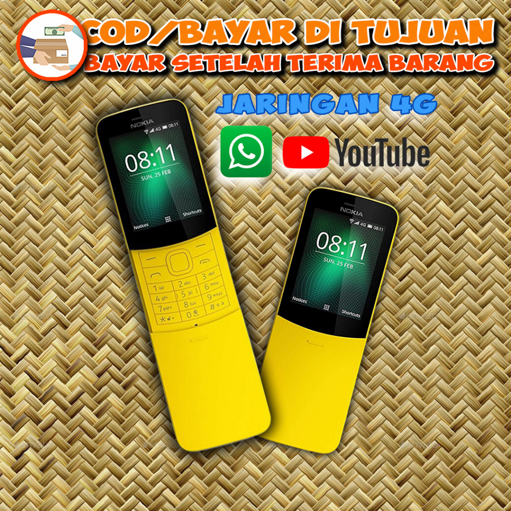 Nokia 8110 - Dual Sim - Jaringan 4G - KaiOS - Bisa WaWa