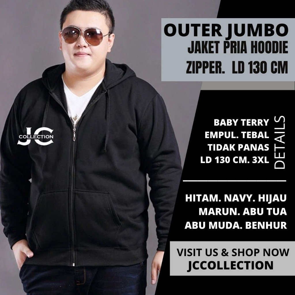 Jaket Pria Jumbo 3XL Hoodie Topi Sweater Outer Pria Oversize / Hoodie VIN  Big Size Jumbo 3XL JCCollections