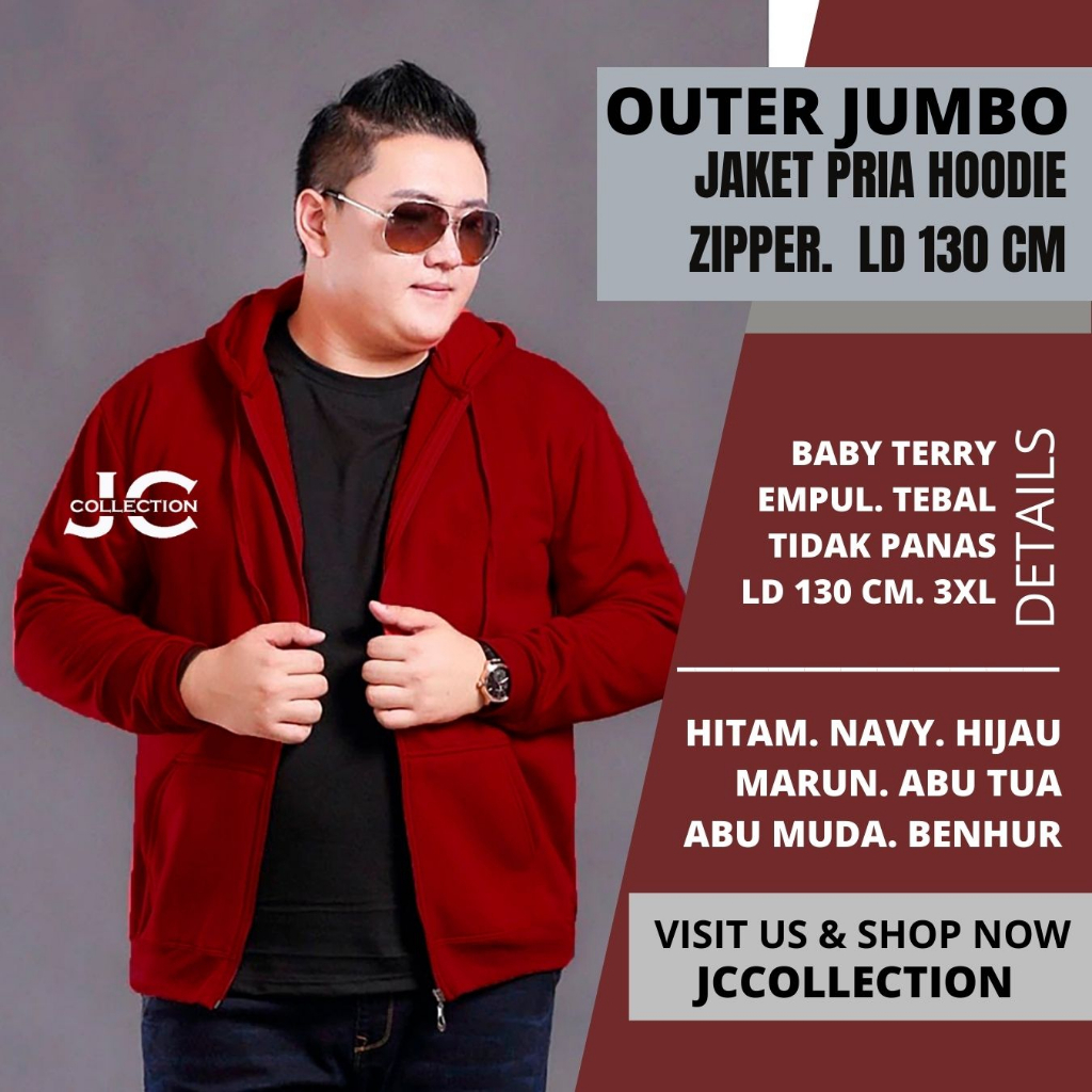 Jaket Pria Jumbo 3XL Hoodie Topi Sweater Outer Pria Oversize / Hoodie VIN  Big Size Jumbo 3XL JCCollections