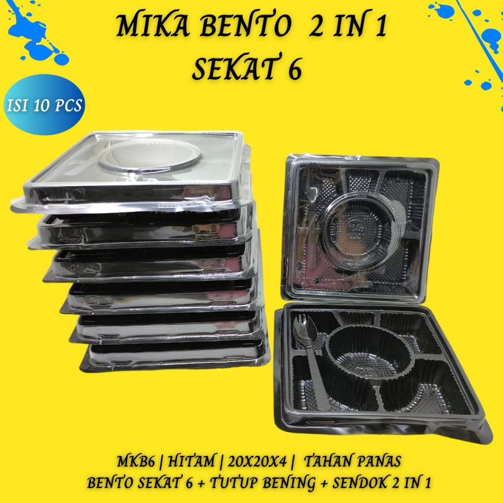 Mika Bento Sekat 6 Plus sendok 2 In 1 (Isi 10 Pcs-MKB6)