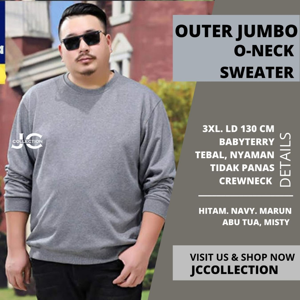 Sweater Pria Jumbo Leher O - Otniel Size 3XL - JCCollections