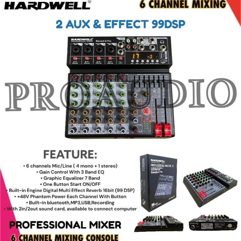 Mixer Hardwell Reverb 6 Professional efek Echo digital DSP Reverb6 pro