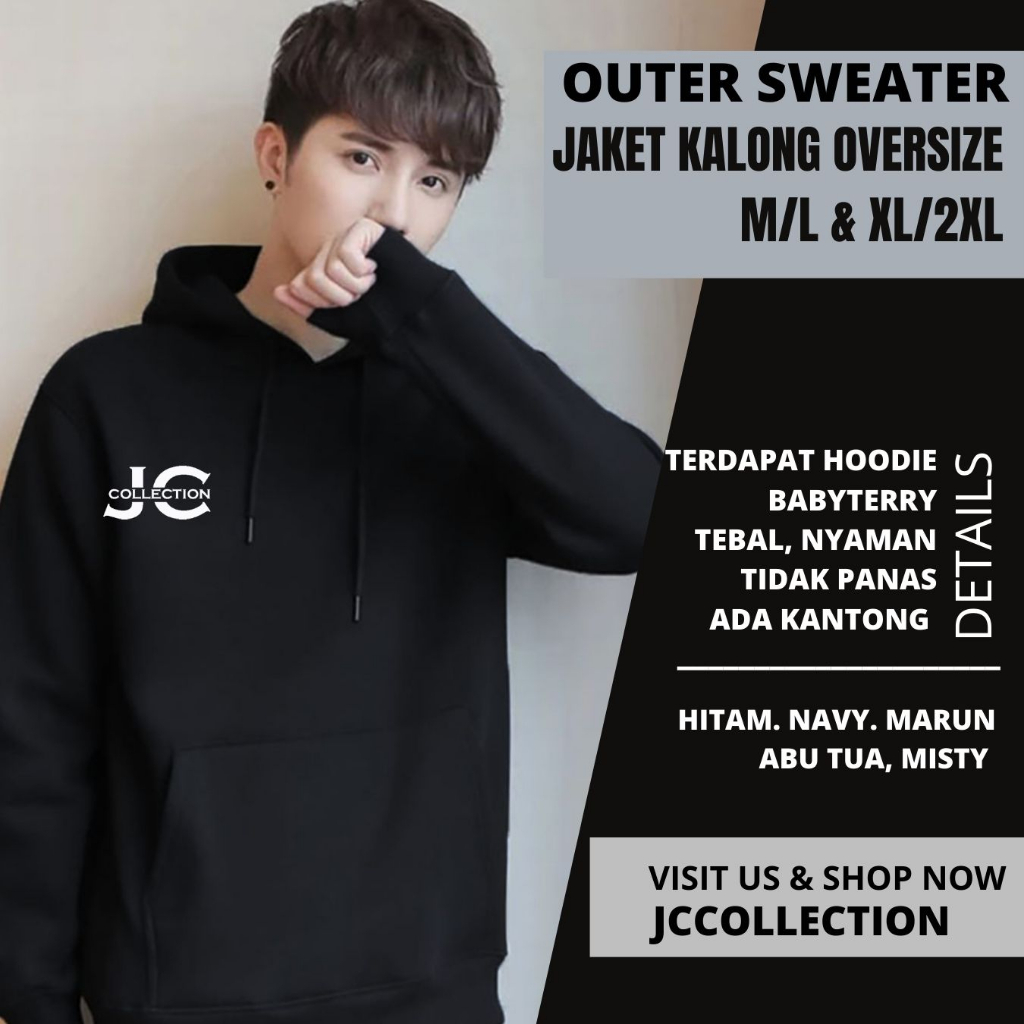 Sweater Hoodie Pria Variasi Topi Tangan Panjang Model Kalong - Carlsson - JCCollections