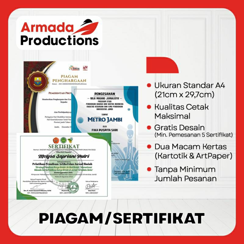 

PIAGAM PENGHARGAAN/SERTIFIKAT