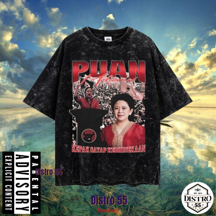 KAOS BLACK WASED OVERSIZE TEE / DISTRO 55 BANDUNG / WASHED TSHIRT / OVERSIZE MODEL / PUAN MAHARANI