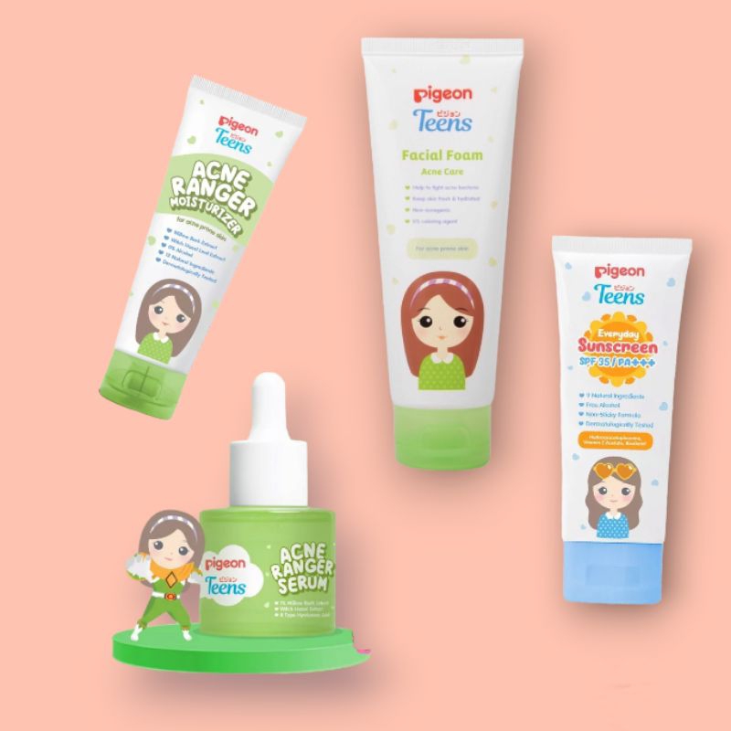 Paket Pigeon Acne Care  1 Set Treatment Jerawat Skincare Kulit Wajah Anak Remaja Bpom