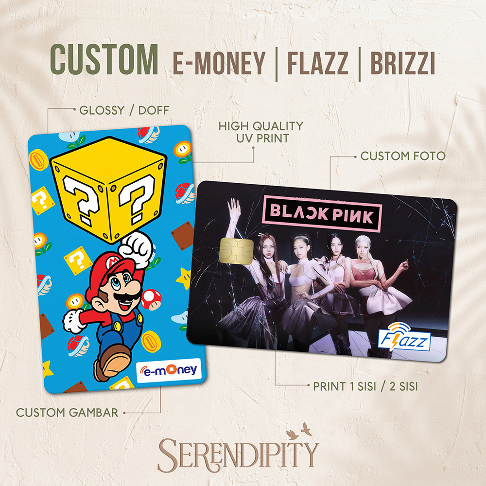 Kartu E-Money eToll Flazz Brizzi Card Custom Print UV