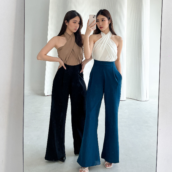 Renee Long Wide Pants / Celana Panjang Wanita Korea / Casual Pants /  Celana Kulot