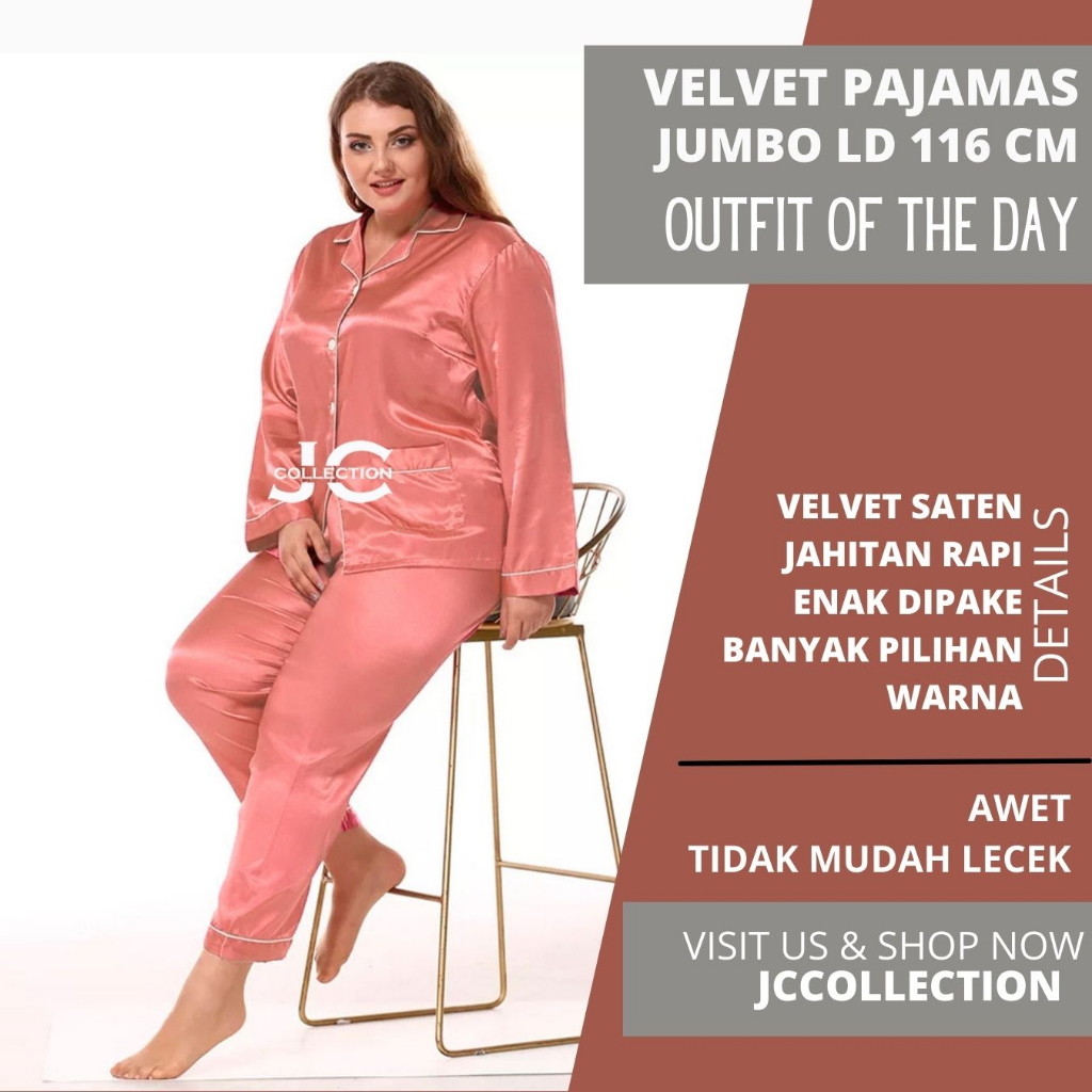 Piyama Wanita Jumbo Satin Pajamas Big Size PP - JCCollections