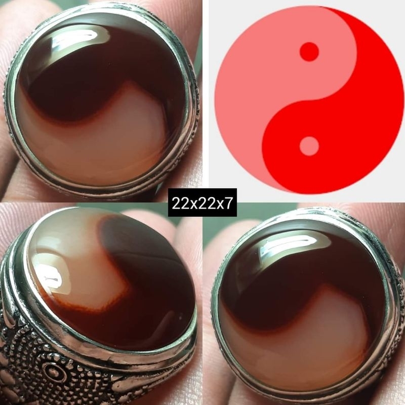 BATU CINCIN NATURAL PICTURE AGATE CHALCEDONY YIN YANG KODE 02512