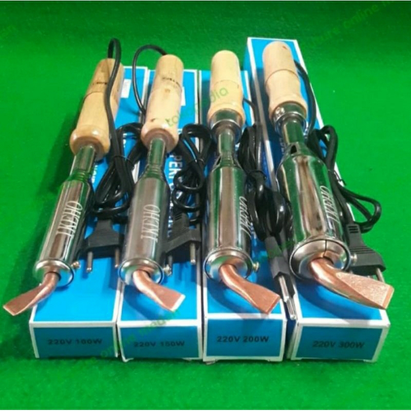 Solder lurus Listrik Gagang Kayu 100wat 100 watt , ujung solder tembaga model kampak untuk pemakaian