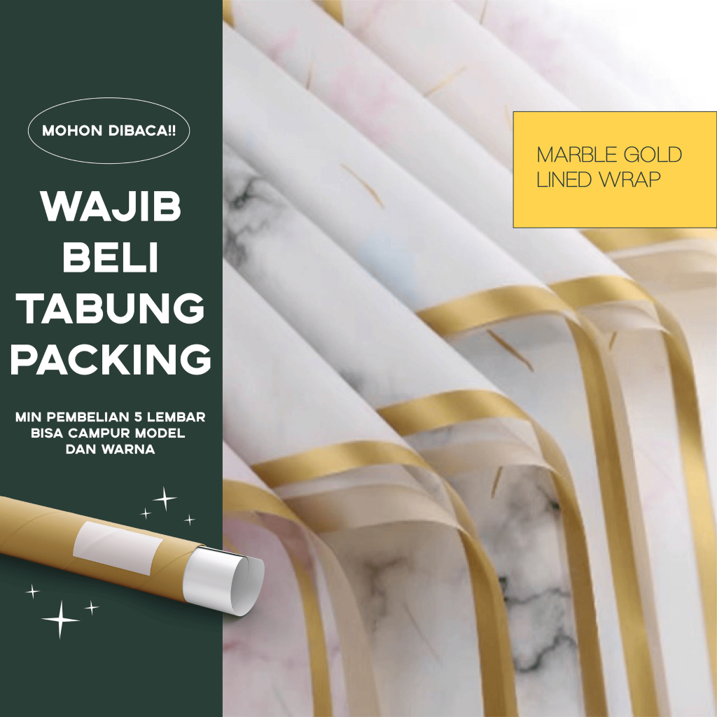 MARBLE GOLD LINE Flower Wrapping Paper Kertas Bunga Cellophane