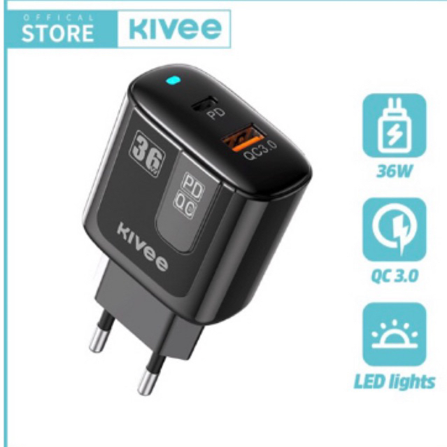 KIVEE Kepala Charger fast charging 36W 22.5W 20W 18W Charger Adaptor Type C original Universal EU Pl