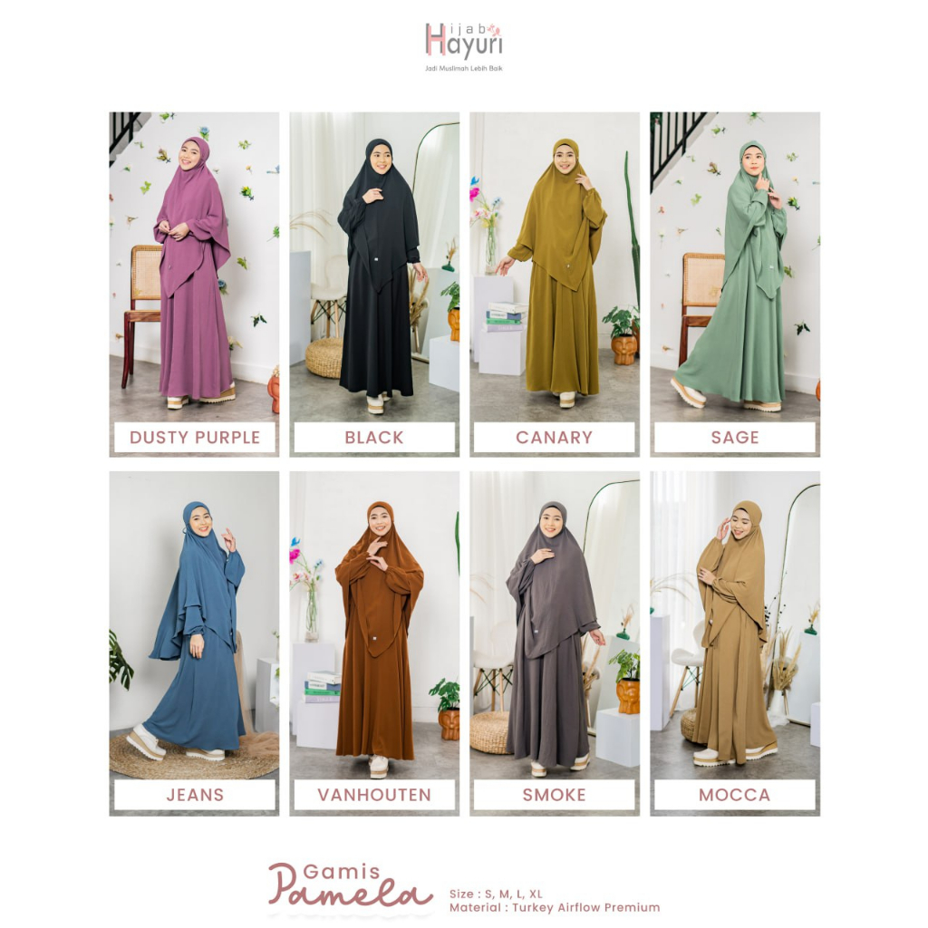 HAYURI Dress / Gamis Pamela Muslimah Syari Polos Adem Crinkle