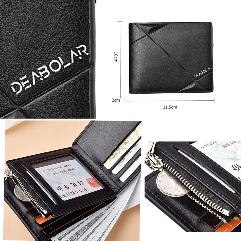DEABOLAR DOMPET LIPAT PRIA KULIT PREMIUM IMPORT KECIL SLOT KARTU PENDEK MURAH COWOK ORIGINAL K3216-1