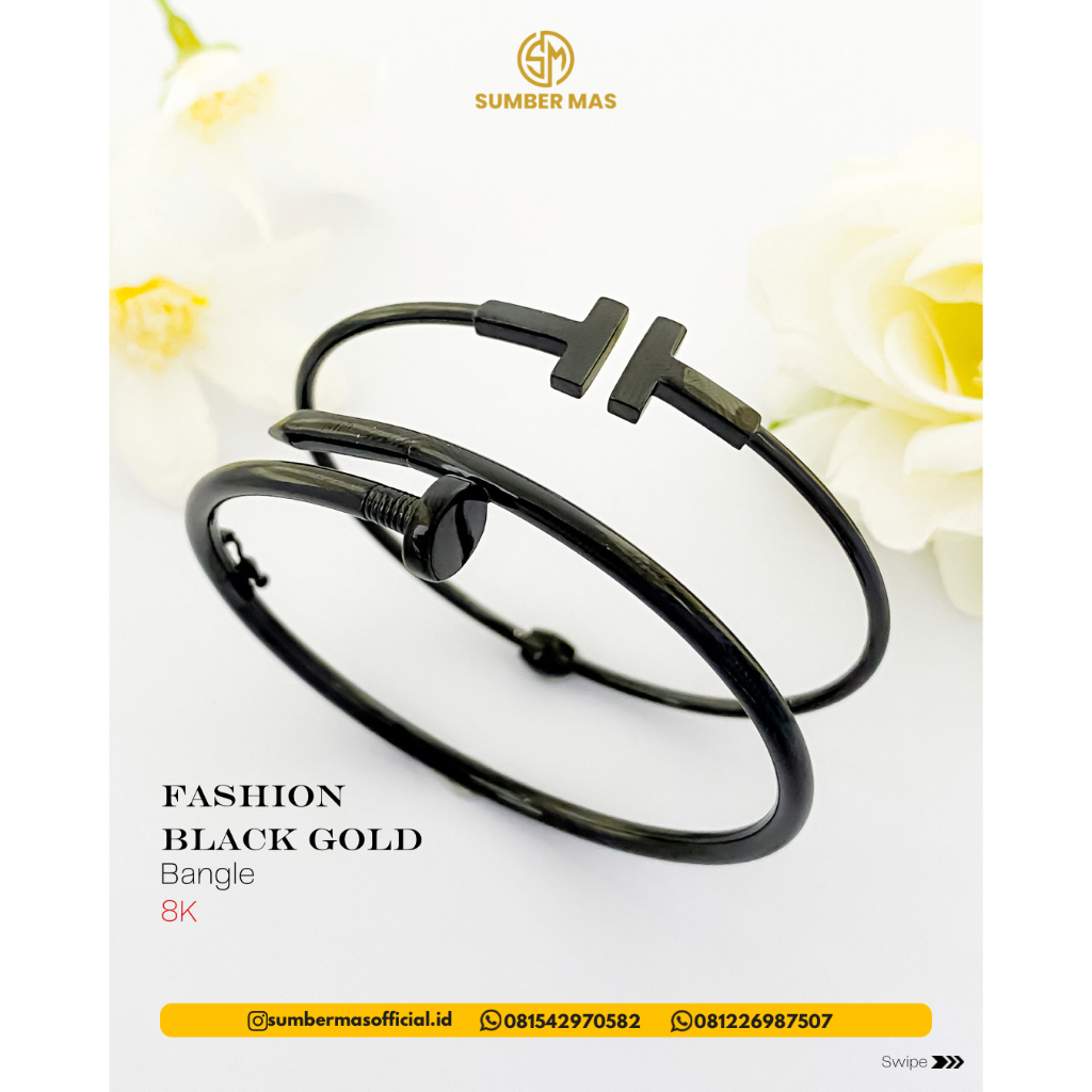 GELANG KOLONG BLACK GOLD FASHION 8K - SUMBER MAS