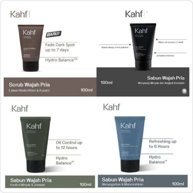 KAHF Man Face Wash Scrub Gentle Wash 100 Ml | Sabun Cuci Muka Pria