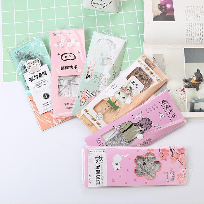 Penggaris Plastik / Ruler 1 Set - 4 Model Bermotif Lucu