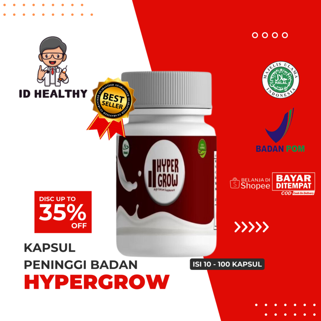 HYPERGROW PENINGGI BADAN ORIGINAL ISI 10 - 100 KAPSUL / PENINGGI BADAN ORIGINAL MURAH / PENINGGI BAD