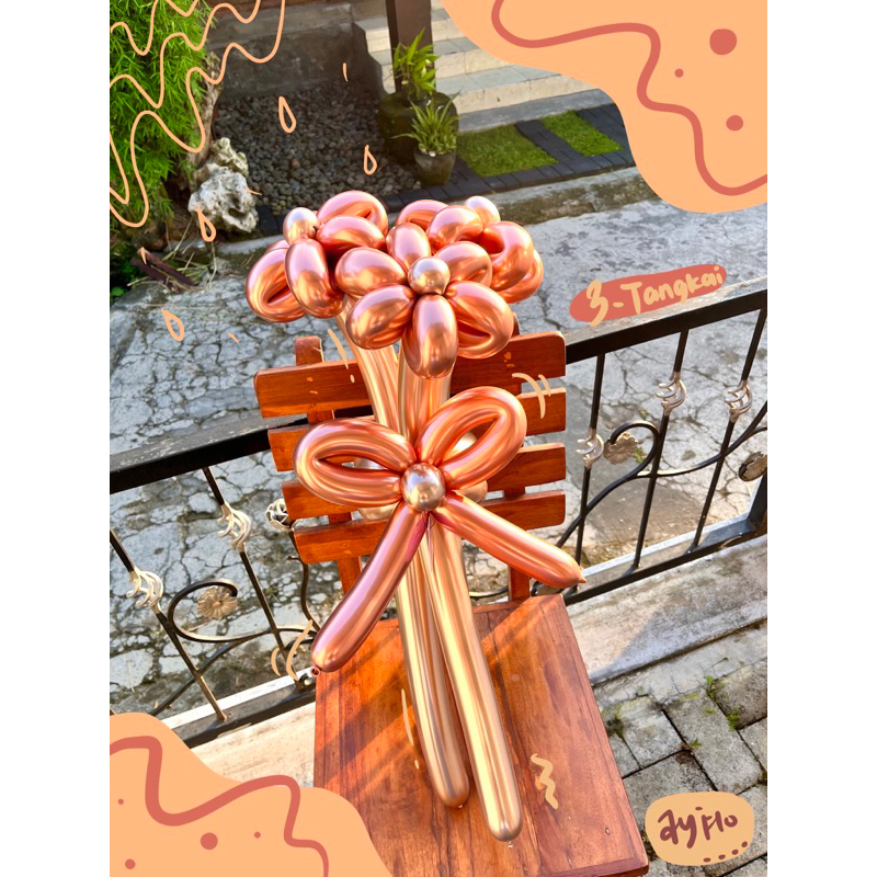 Buket Bunga Balon 1-6 Tangkai Panjang | Ballons Flowers Bouquet Tangkai Panjang | Hadiah Wisuda, Sem